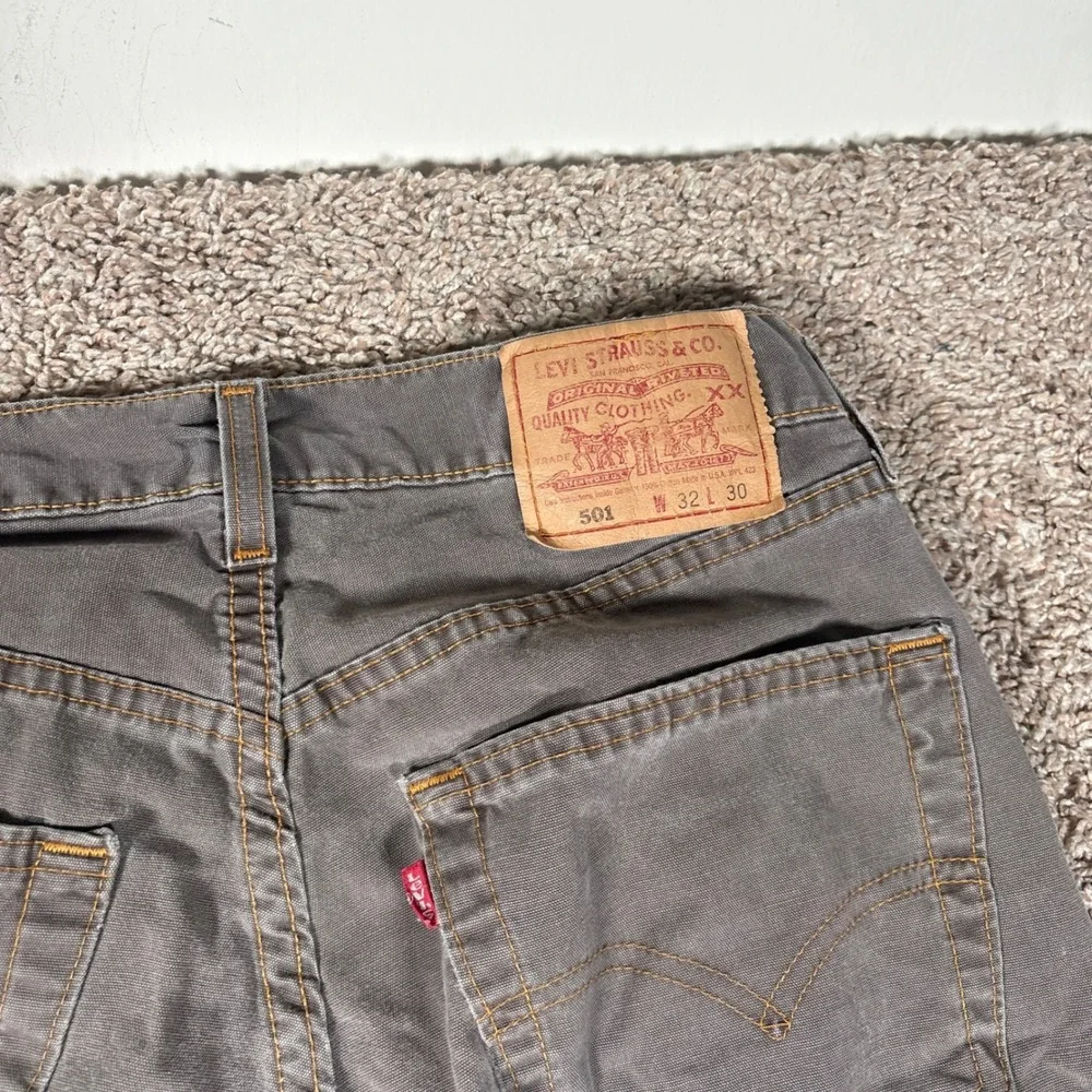 Vintage Levis 501 Mens 32x30 Charcoal Grey Brown Canvas Jeans Made in USA 1999